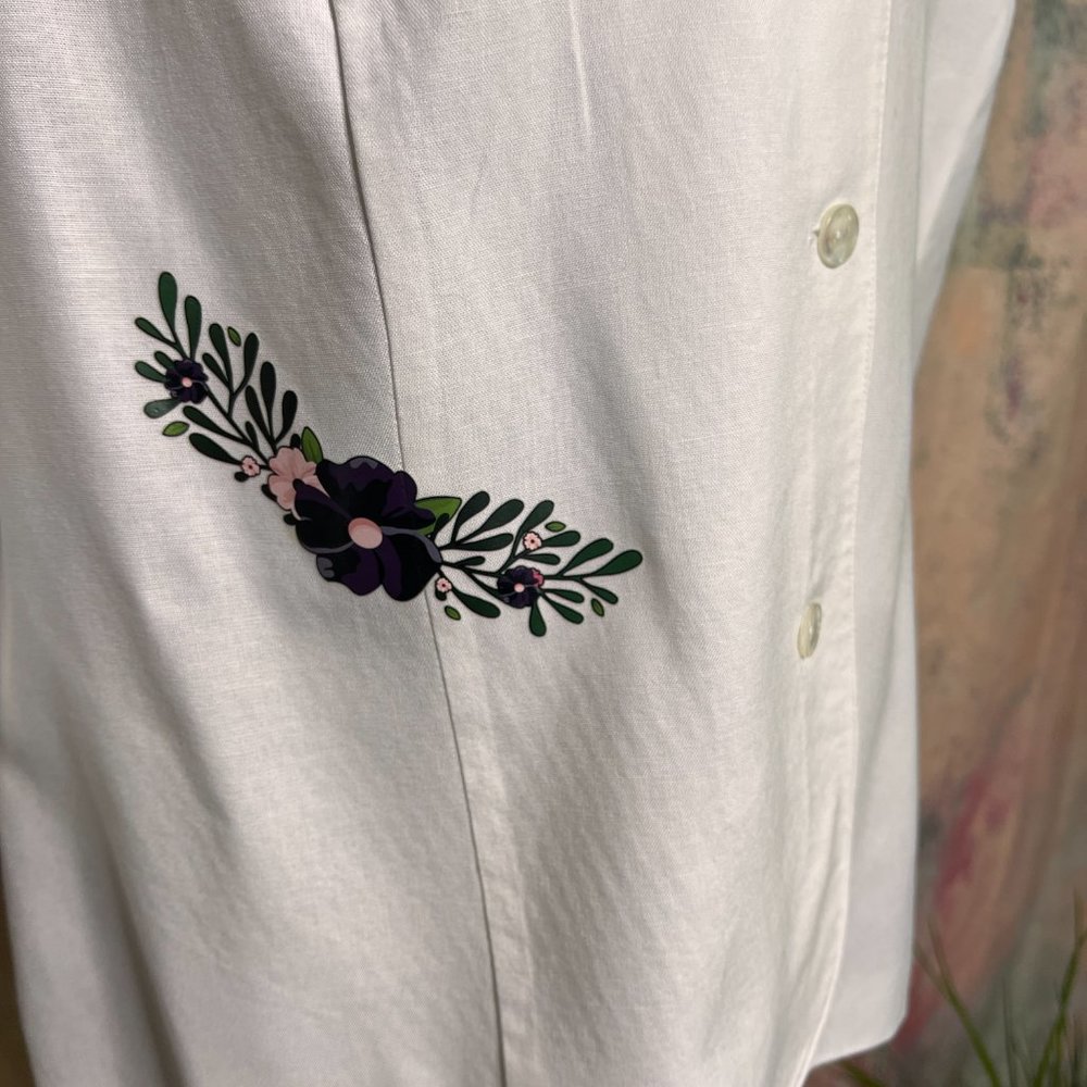 Viscose - Linen Button Down Blouse With 3/4 Sleev… - image 4